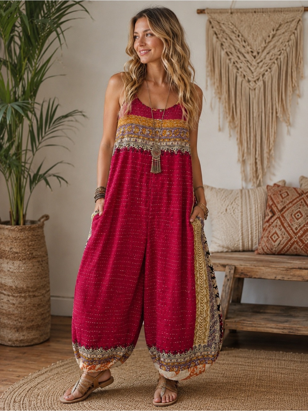 Jaded Gypsy Sunrise Romper in red tones. Brand new with tags.